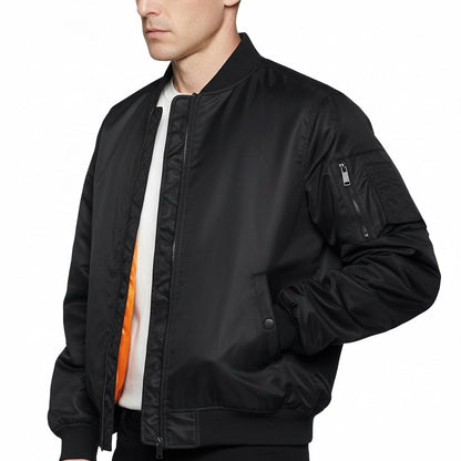 Men's Windproof Bomber Jacket Water Resistant Ma-1 Black