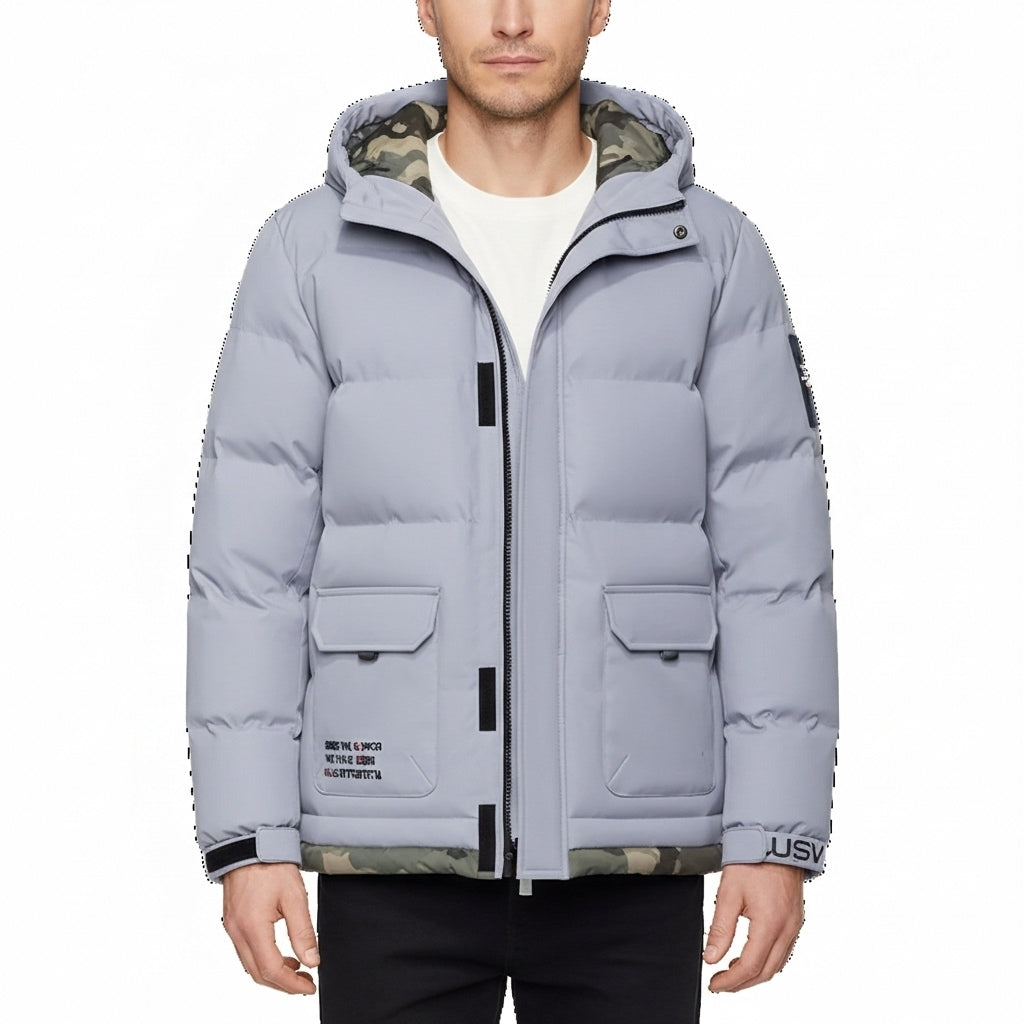 Men's Windproof Parkas Jacket Waterproof Hooded Multi-Pocket