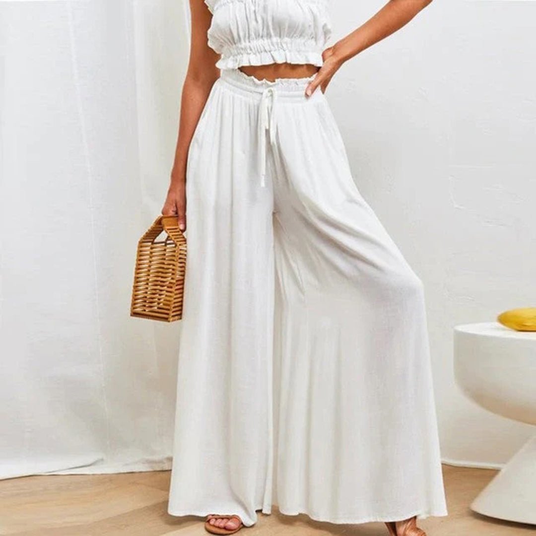 Women's High Waist Wide Leg Smocked Pants - Vonnera