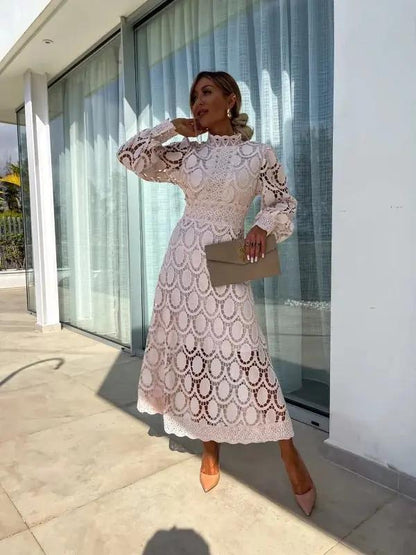 Women's White Lace Summer Dress - Vonnera