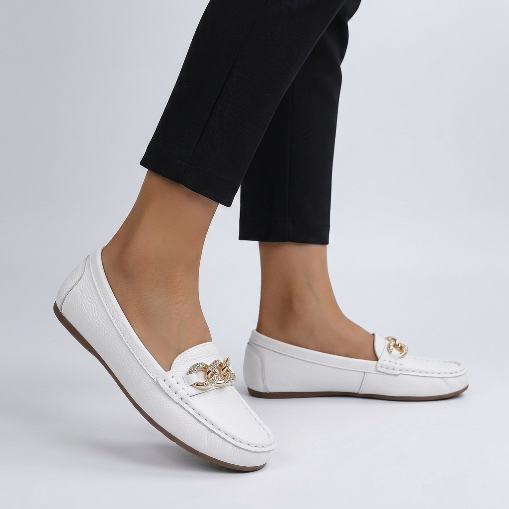 Orthopedic Slip-On Loafers Gold Accent - Vonnera