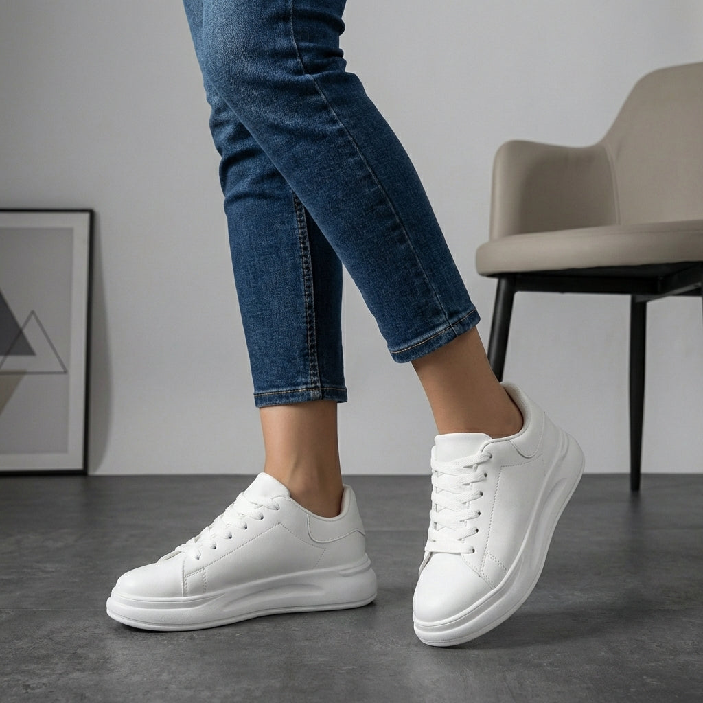 Women's Platform Sneakers Contrast Heel Tab - Vonnera