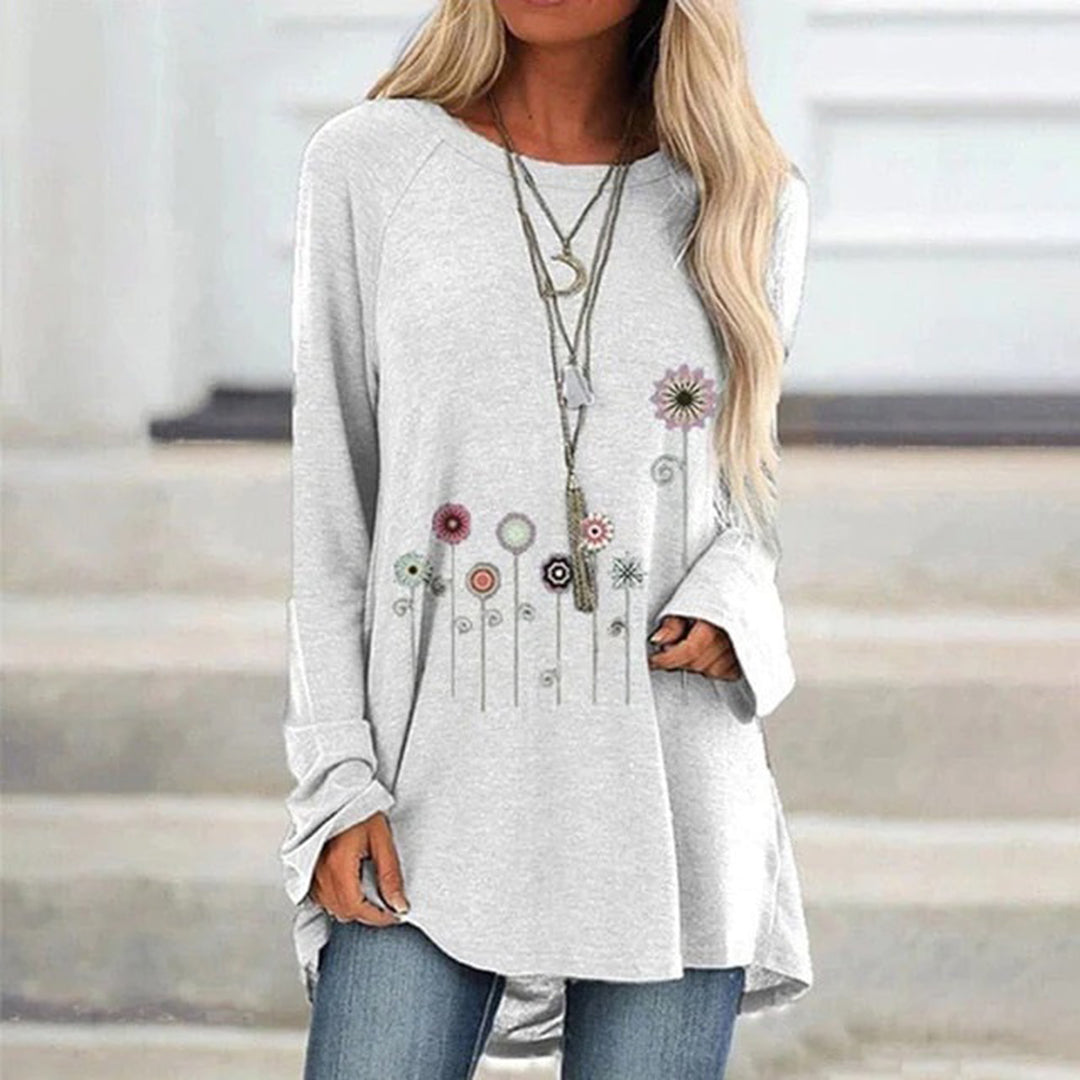 Women's Floral Embroidery Sweatshirt Soft Texture