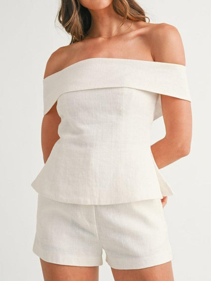 Women's Off Shoulder And Shorts Set - Vonnera
