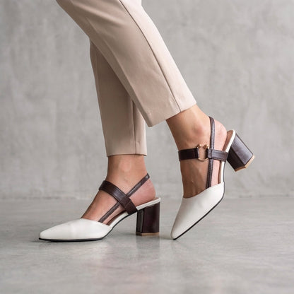 Women's Block Heel Pointed Toe Slingback Shoes
