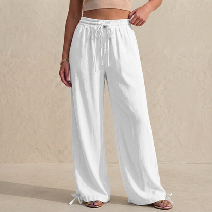 Women's Wide Leg Trousers Drawstring Ankle Tie