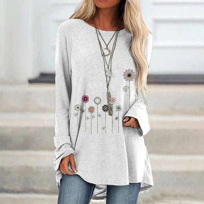 Women's Embroidered Sweatshirt Soft Floral Black