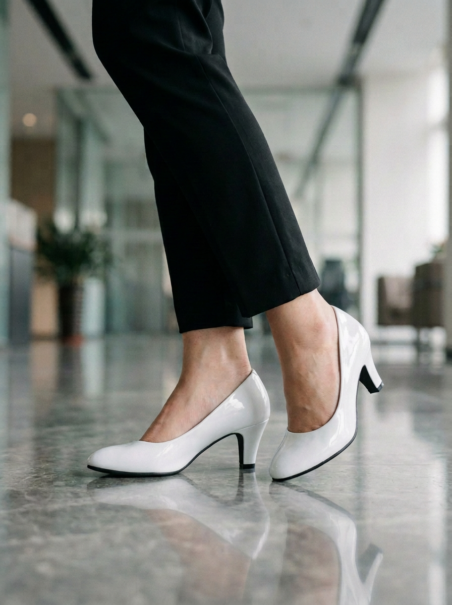 Women's Medium Heel Pumps Glossy Black - Vonnera