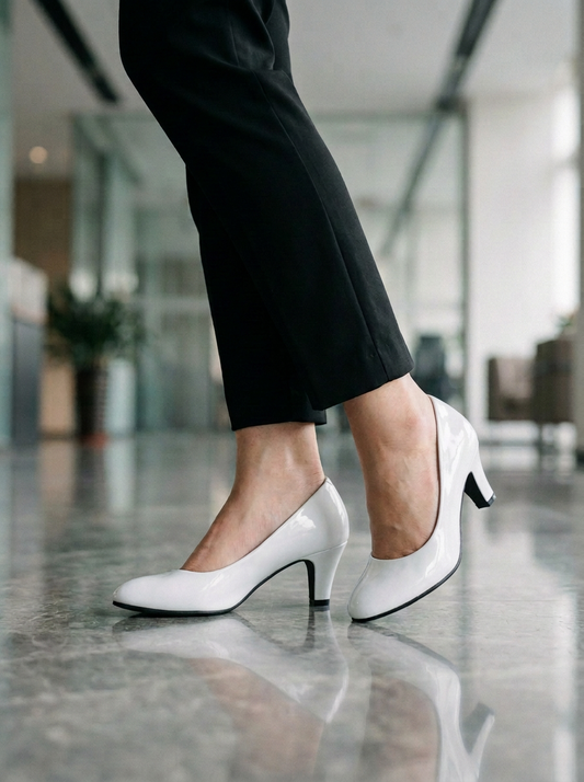 Women's Medium Heel Pumps Glossy Black - Vonnera