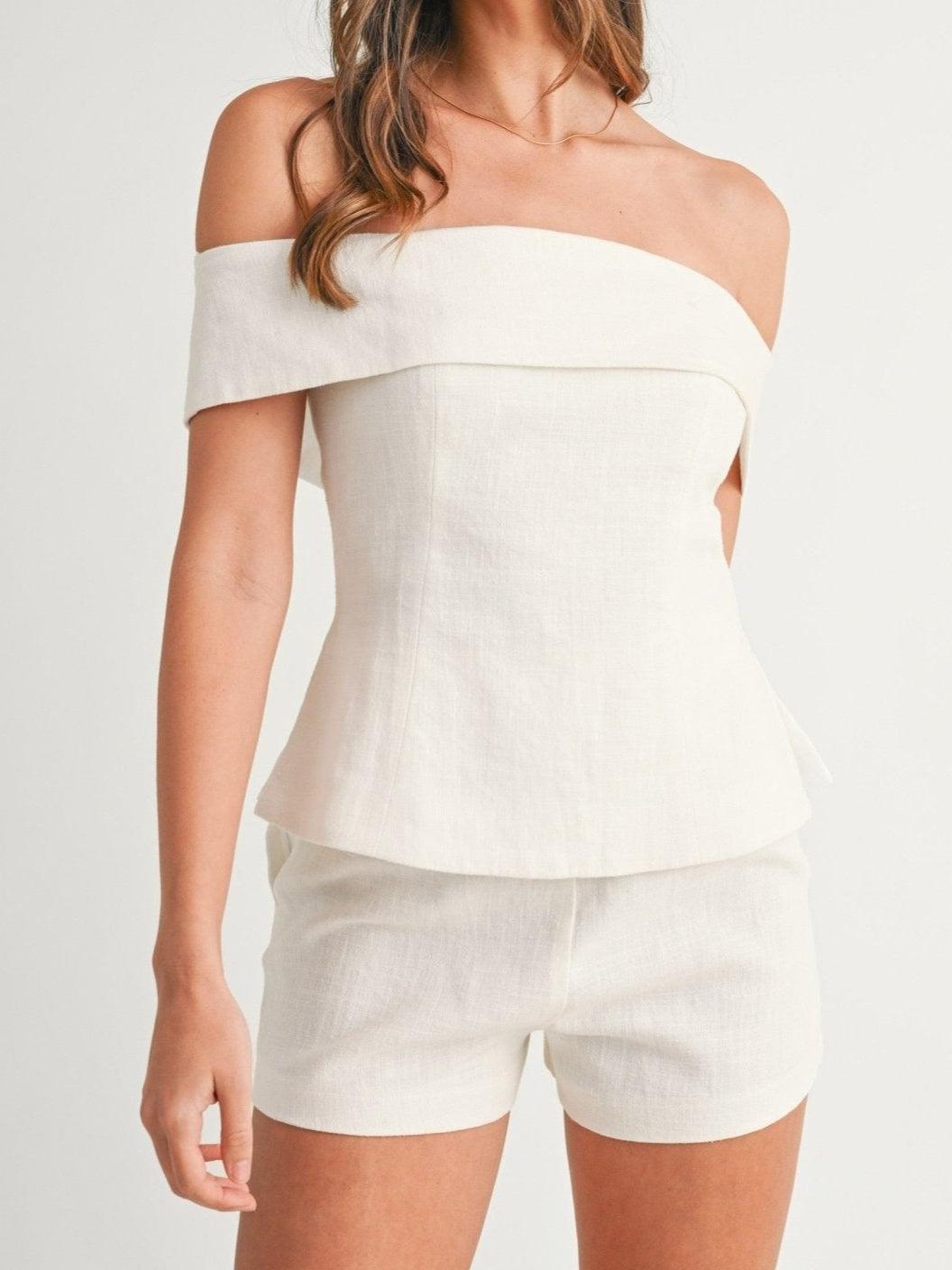 Women's Off Shoulder And Shorts Set