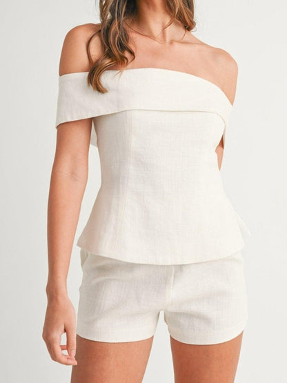 Women's Off Shoulder And Shorts Set