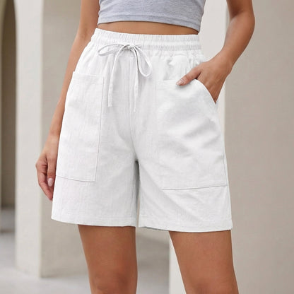 Relaxed Fit Shorts Drawstring Waist Textured Finish