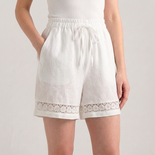 Women's Wide Leg Mini Shorts Lace Drawstring Waist - Vonnera
