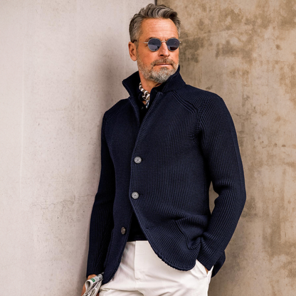 Men's Button Front Cardigan Stand Collar