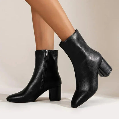 Women's Almond Toe Ankle Boots Block Heel Comfortable - Vonnera