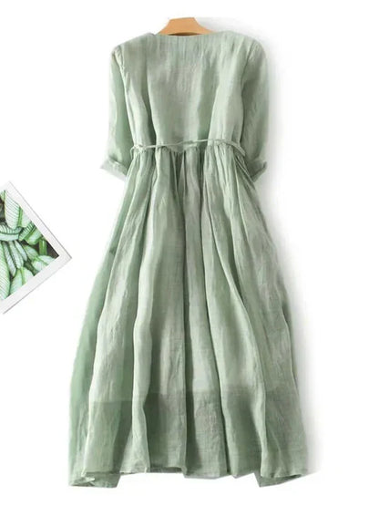 Women's Linen Dress Comfortable Beige