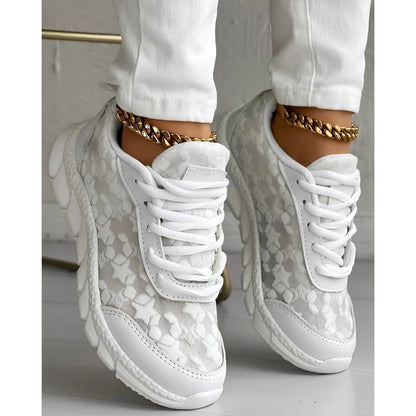 Women's Lace Sneakers Chunky Sole Black - Vonnera