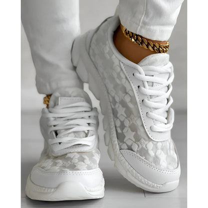 Women's Lace Sneakers Chunky Sole Black