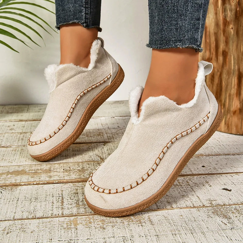 Women's Faux Suede Slip-On Boots Warm Plush Lining - Vonnera