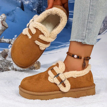 Women's Suede Slip-On Shoes Sherpa Lined Warm Beige - Vonnera