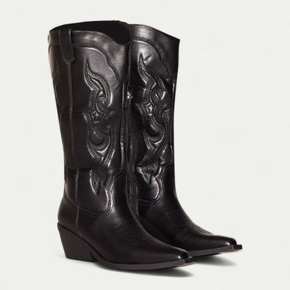 Women's Pointed Toe Boots Decorative Stitch Pattern - Vonnera