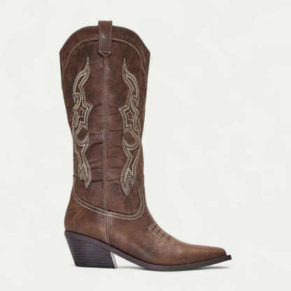 Mella™ | Western Calf High Pointed Toe Boots for Women