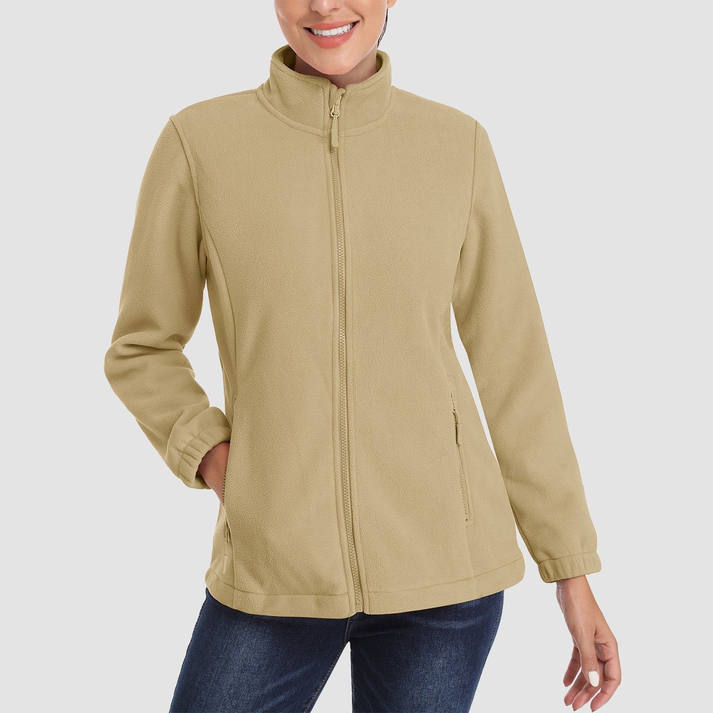 Women's Fleece Zip-Up Jacket Soft Warm