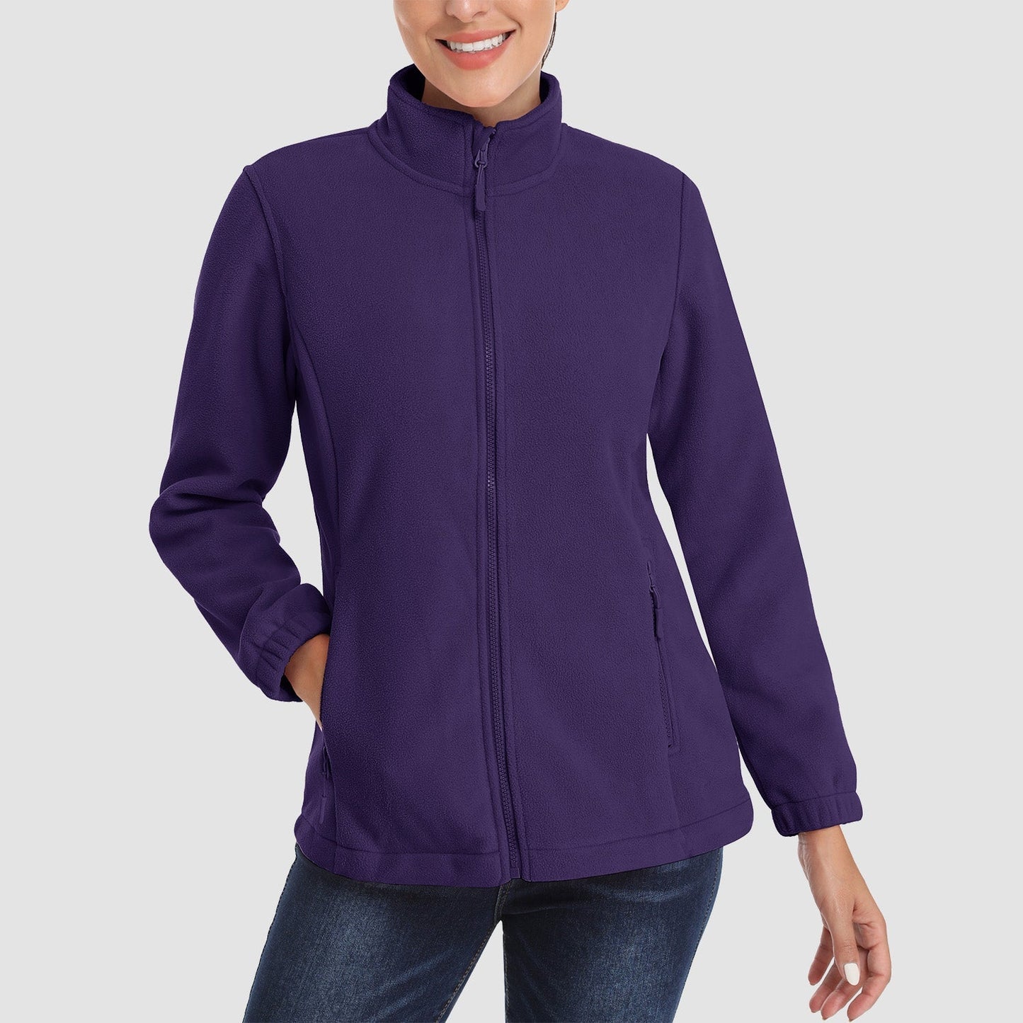 Women's Fleece Zip-Up Jacket Soft Warm