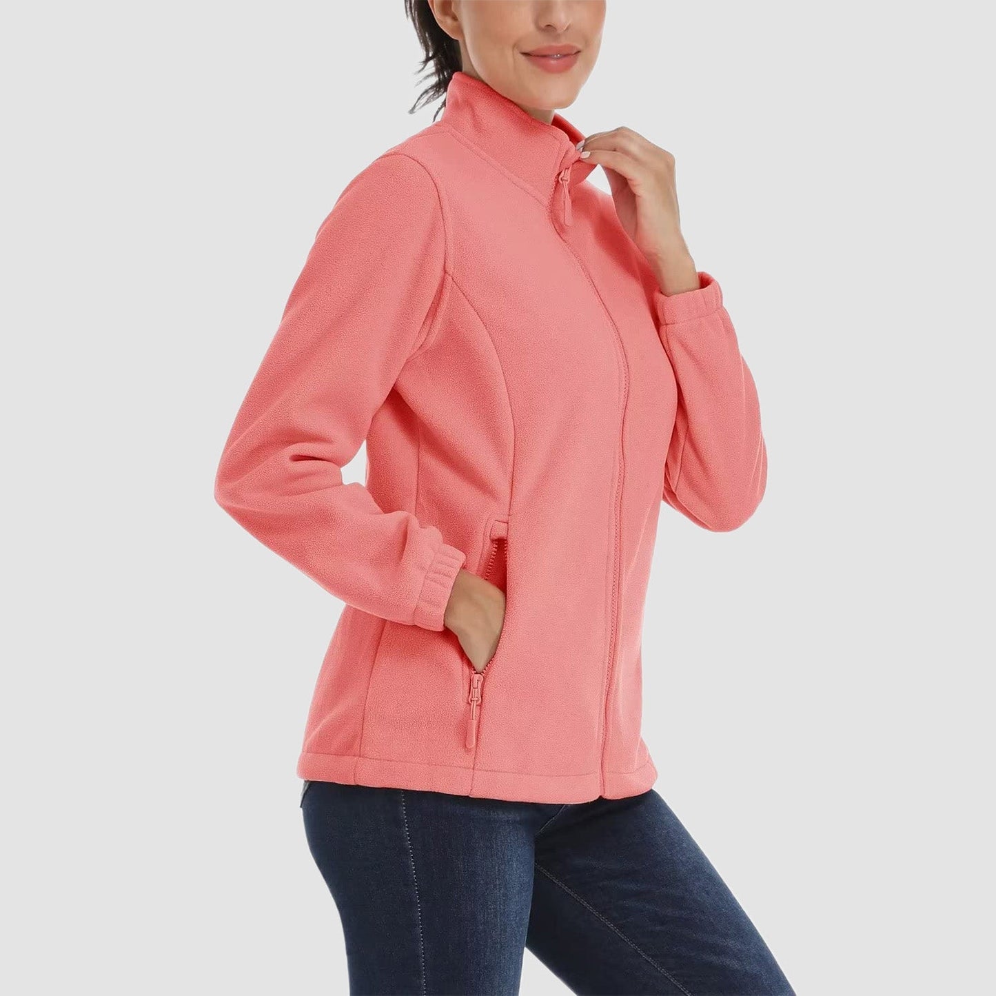Women's Fleece Zip-Up Jacket Soft Warm