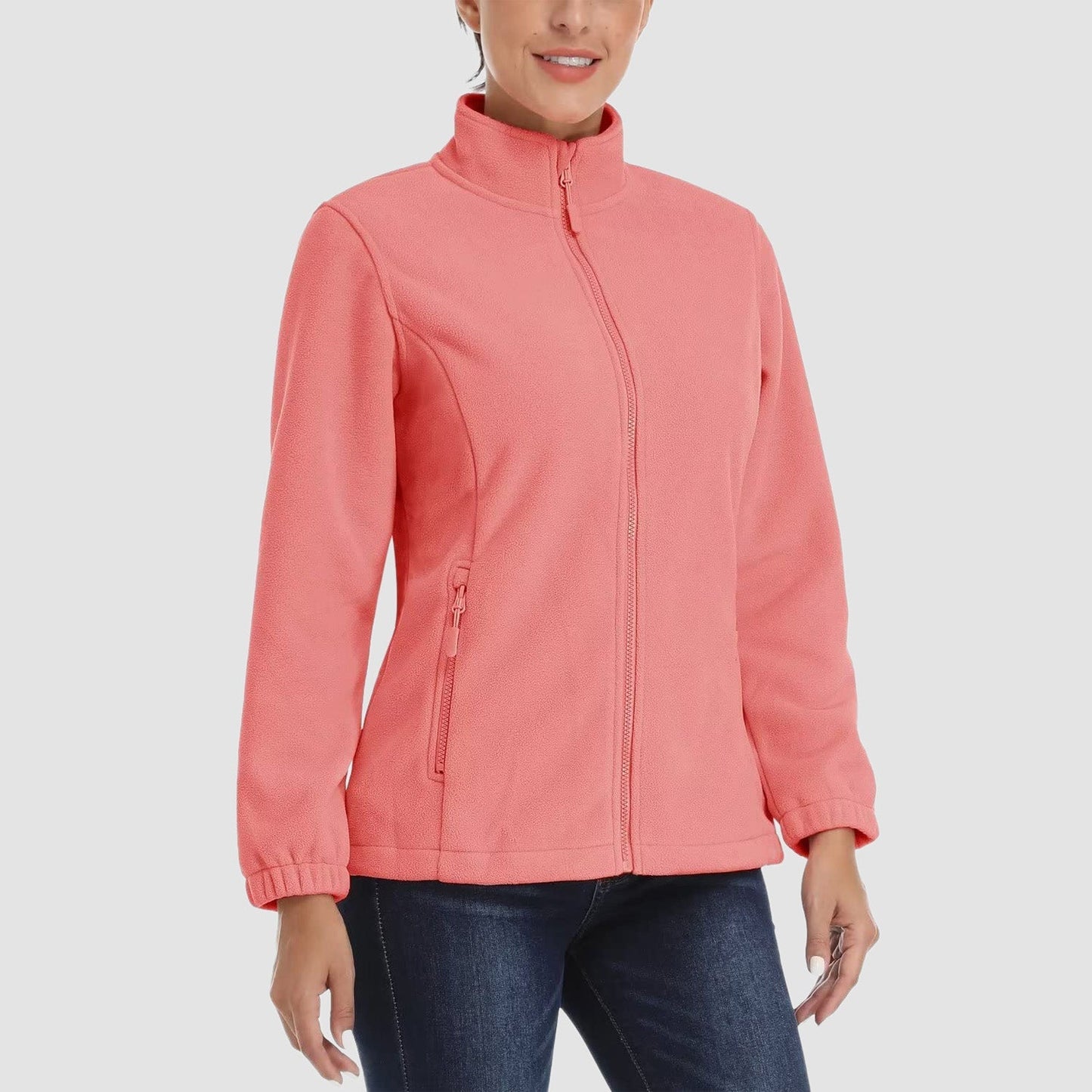 Women's Fleece Zip-Up Jacket Soft Warm