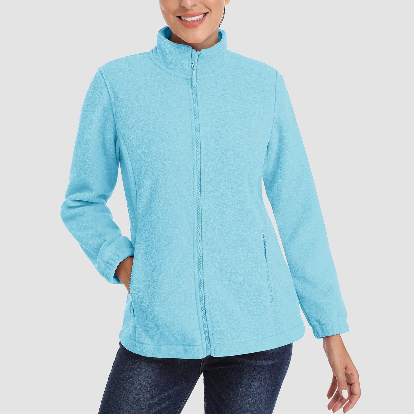 Women's Fleece Zip-Up Jacket Soft Warm