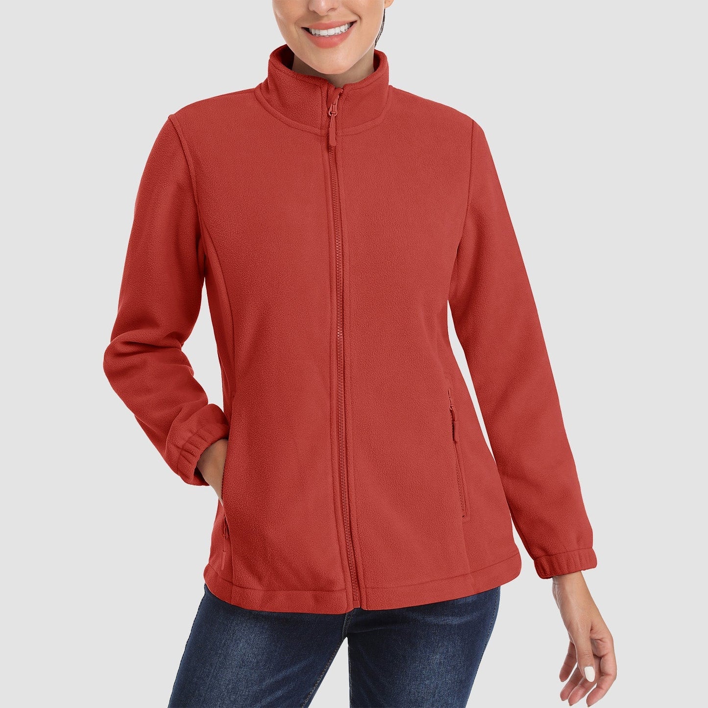 Women's Fleece Zip-Up Jacket Soft Warm