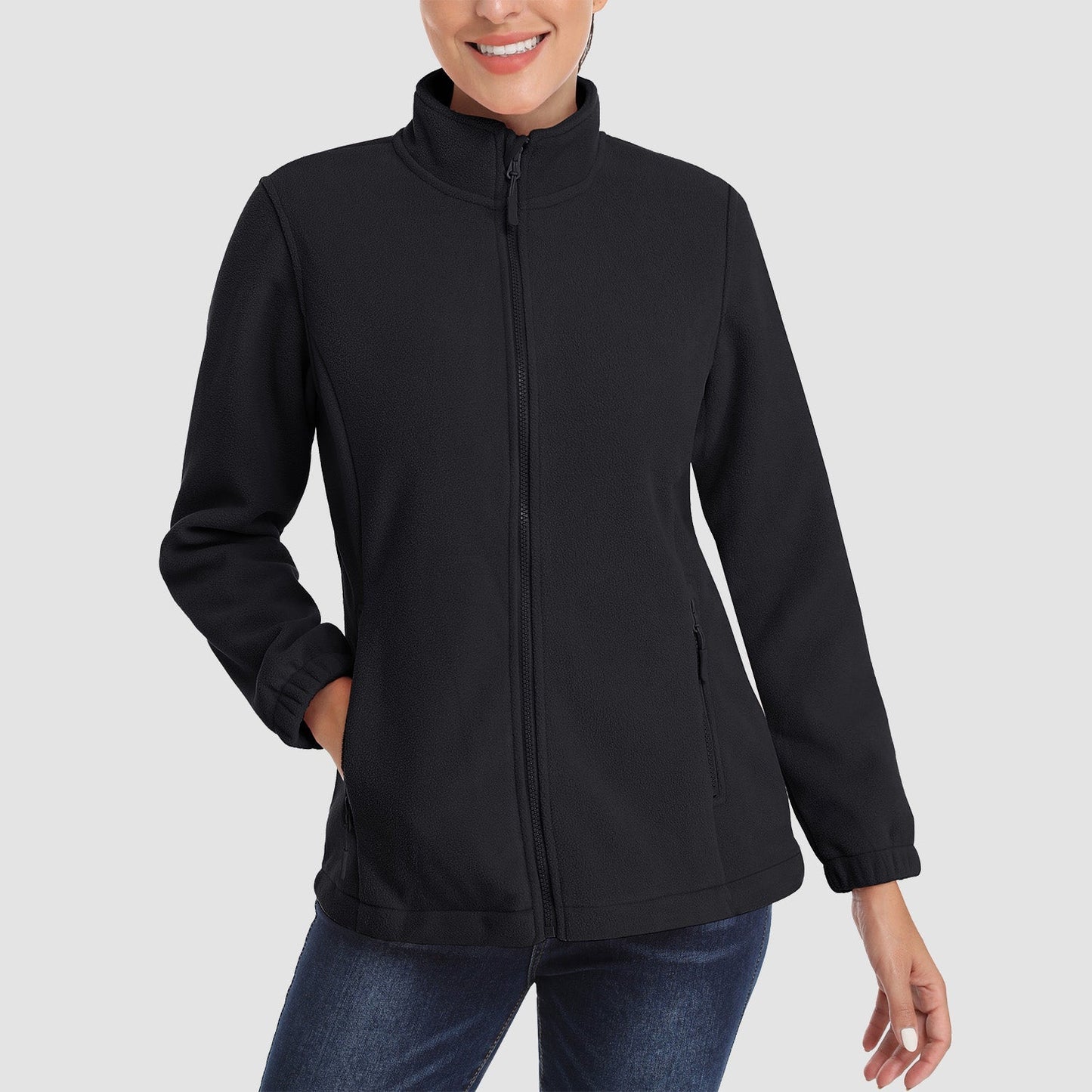 Women's Fleece Zip-Up Jacket Soft Warm