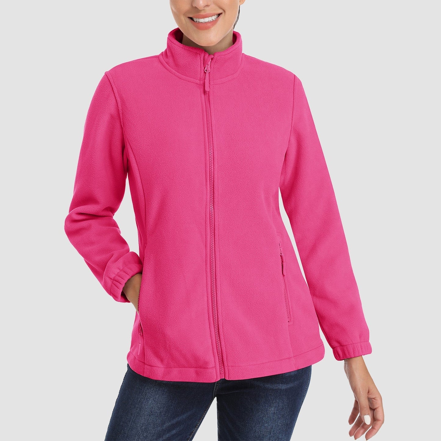 Women's Fleece Zip-Up Jacket Soft Warm