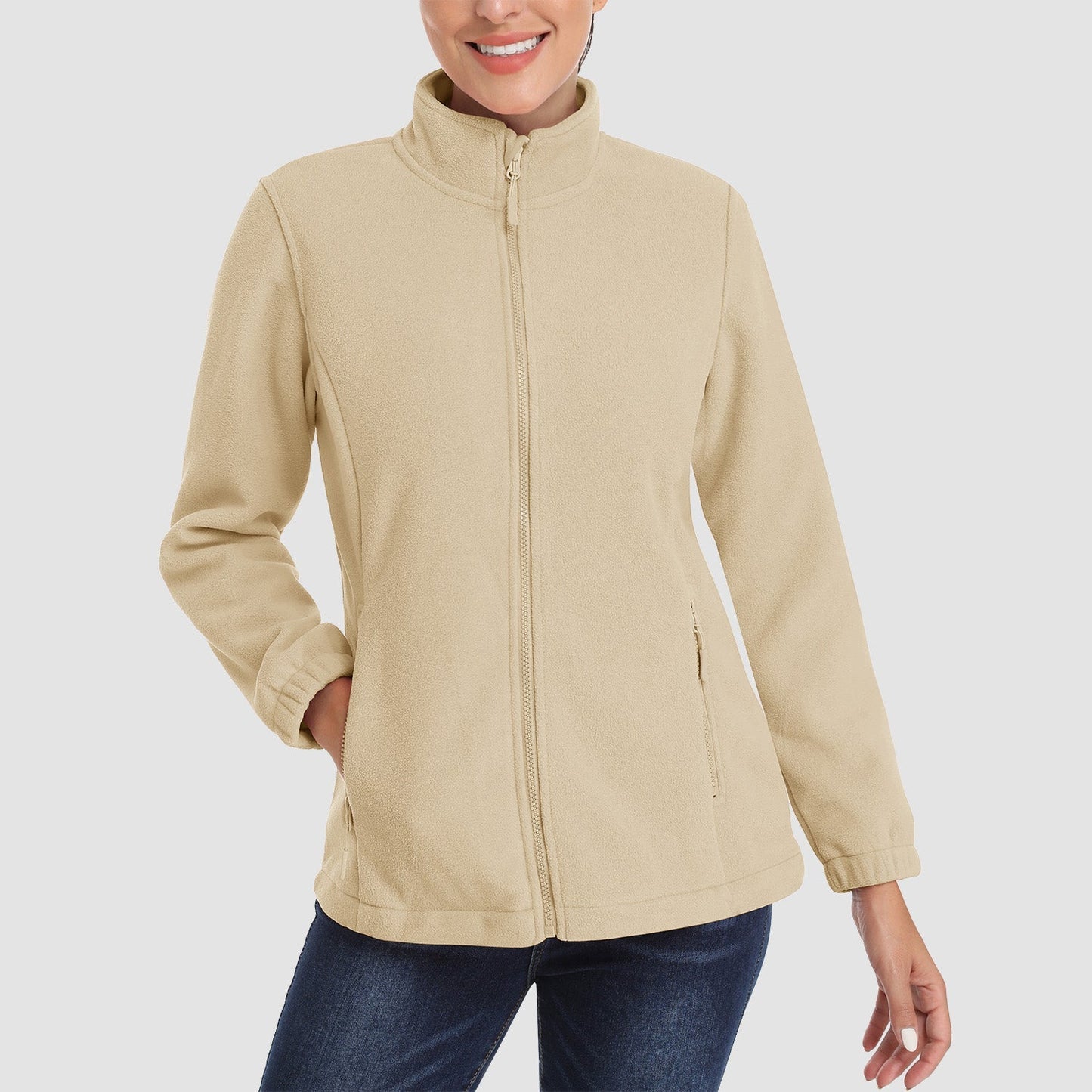 Women's Fleece Zip-Up Jacket Soft Warm - Vonnera