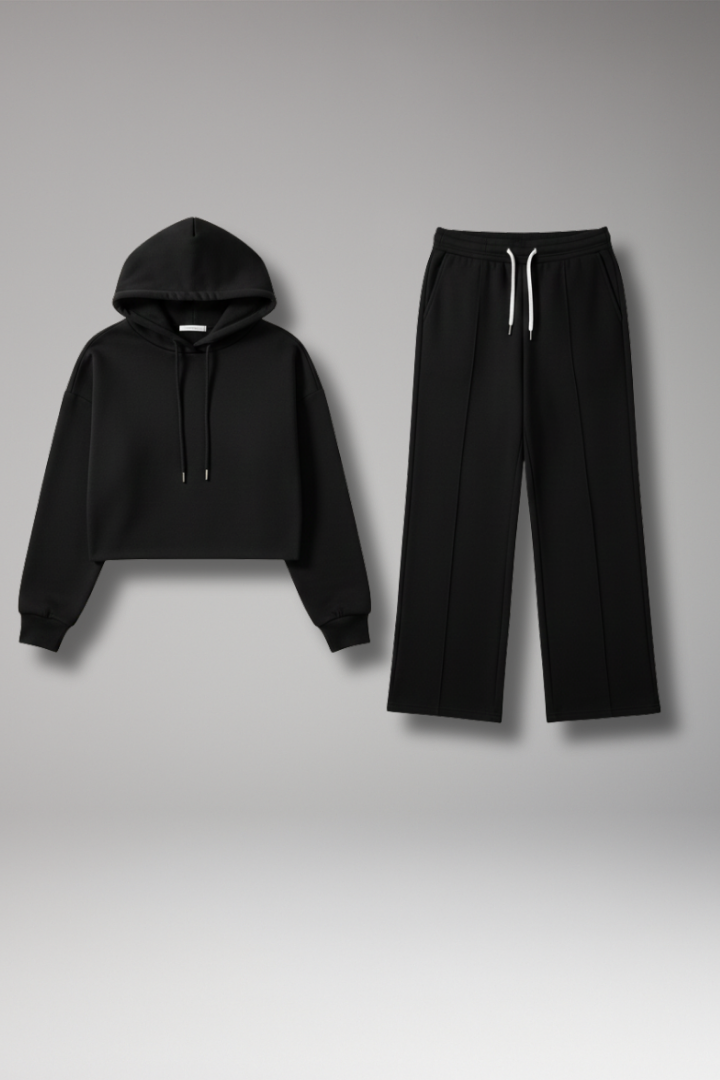Women's Hooded Tracksuit Set Wide Leg Pants - Vonnera