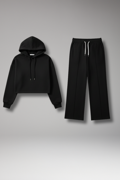 Women's Hooded Tracksuit Set Wide Leg Pants - Vonnera