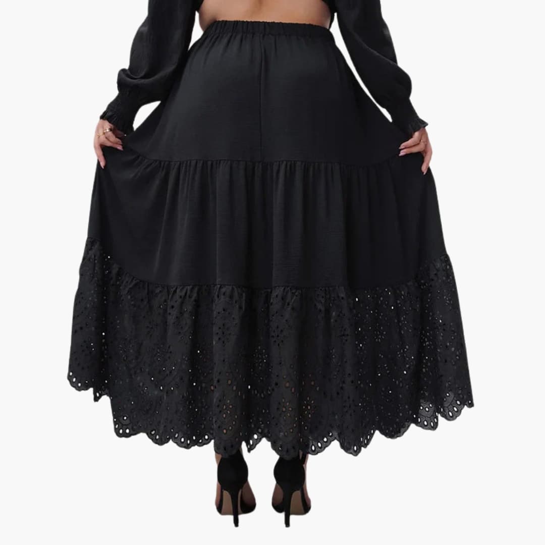 Women's A-Line Maxi Skirt Elastic Waistband Side Pockets