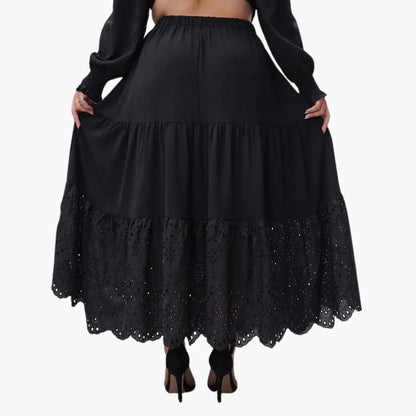 Women's A-Line Maxi Skirt Elastic Waistband Side Pockets