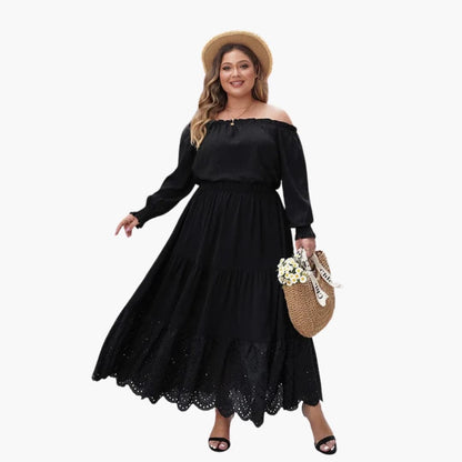 Women's A-Line Maxi Skirt Elastic Waistband Side Pockets - Vonnera