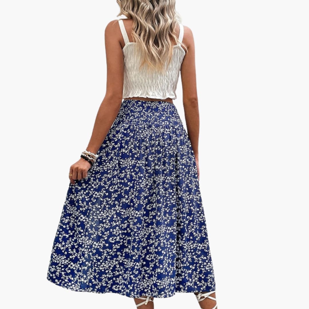Women's A-Line Printed Skirt with Side Split