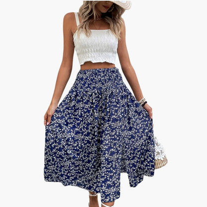 Women's A-Line Printed Skirt with Side Split