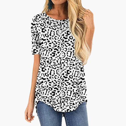 Women's Animal Print Round Neck T-Shirt - Vonnera