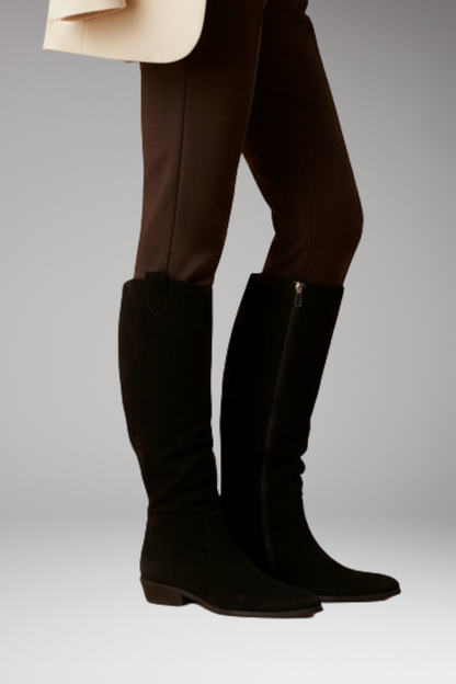 Women's Knee High Boots Block Heel Side Zipper