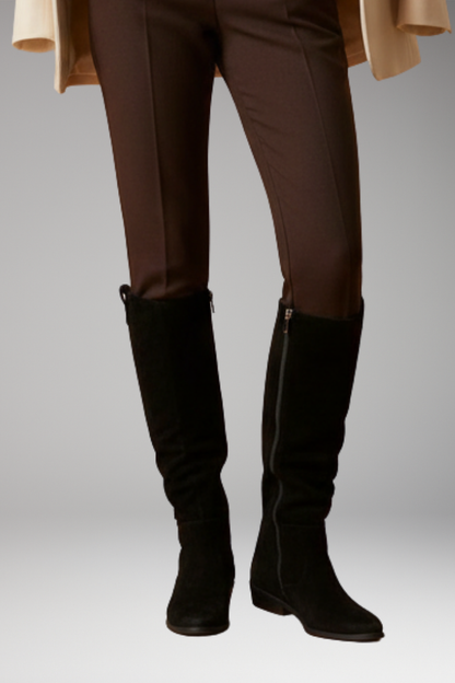 Women's Knee High Boots Block Heel Side Zipper