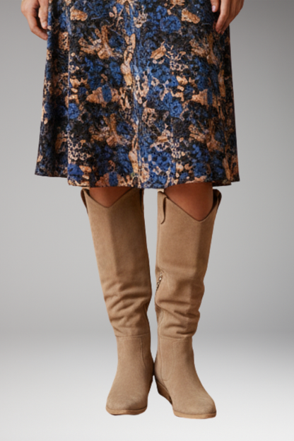 Women's Knee High Boots Block Heel Side Zipper