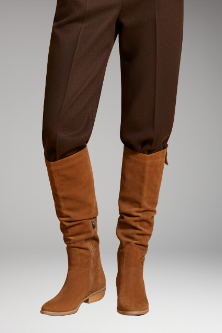Women's Knee High Boots Block Heel Side Zipper