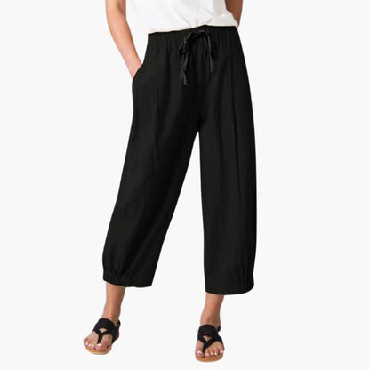 Women's Elastic Waist Ankle Pants with Drawstring