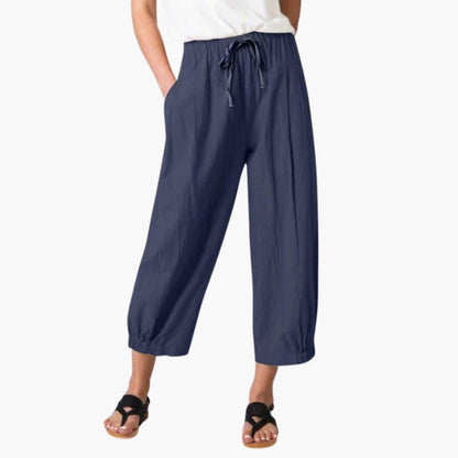 Women's Elastic Waist Ankle Pants with Drawstring