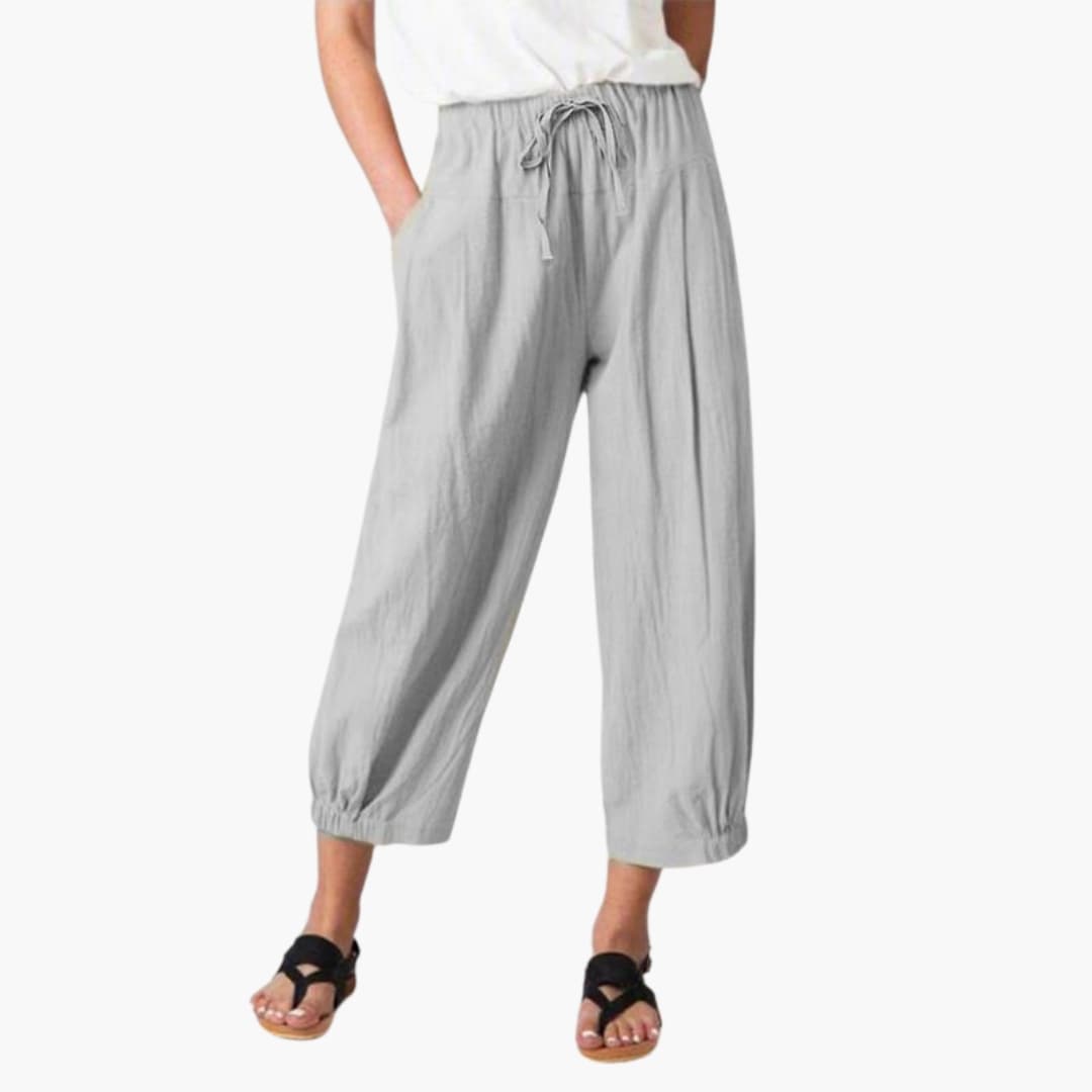 Women's Elastic Waist Ankle Pants with Drawstring